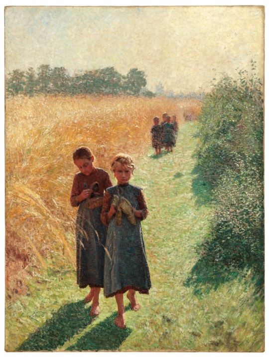 Return from school / Young girls in the field