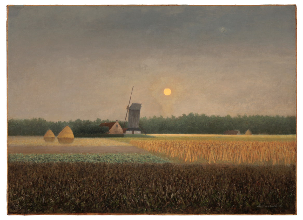 Last rays of sun and rising moon